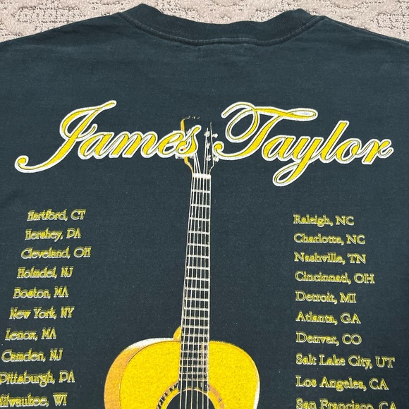 🎸 '05 James Taylor Artist Blue Embroider Text Summer Tour Lot 2005 Cotton Tee - Picture 13 of 15